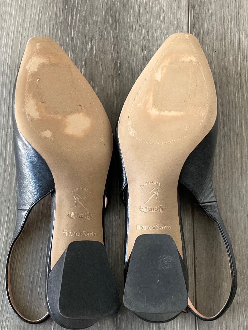 FRANCO SARTO Jacer Slingback Pump Block Heel in Black Leather Size 9.5 - Picture 12 of 14